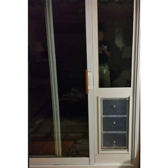sliding glass dog door panel insert extension.