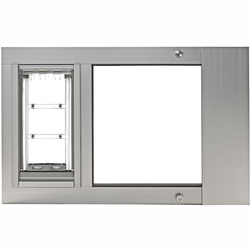 Insulated cat clearance door for window