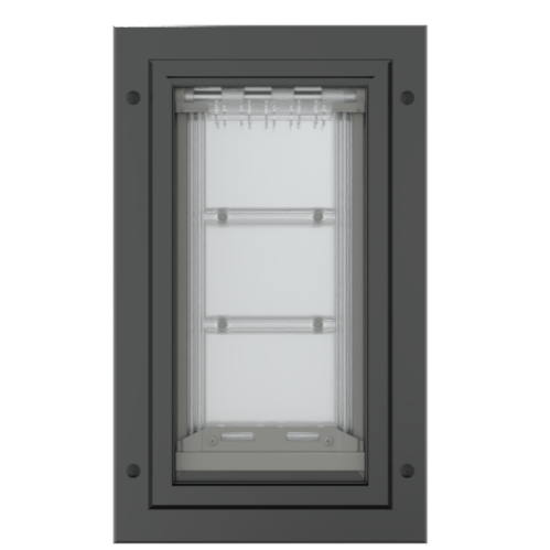 Front view of the black Endura Flap small pet door.