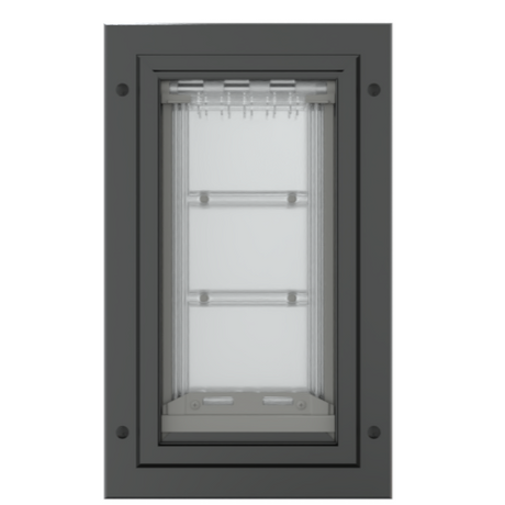 Front view of the black Endura Flap small pet door.