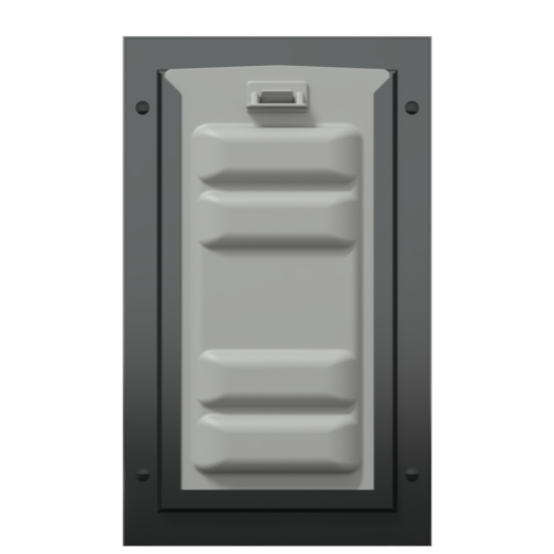 Locked front of the black Endura Flap small dog door.