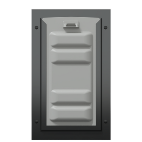 Locked front of the black Endura Flap small dog door.