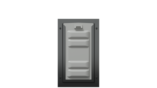 Locked front of the black Endura Flap small dog door.