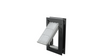 Open black Endura Flap small dog door, angled view.