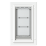Front view of the white Endura Flap small dog door.