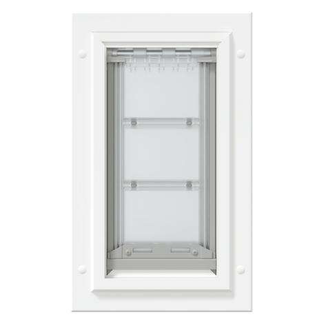 Front view of the white Endura Flap small dog door.