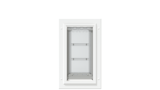 Front view of the white Endura Flap small dog door.
