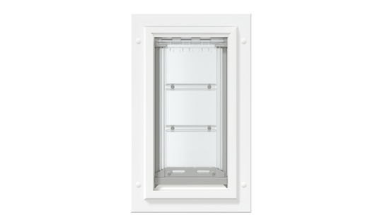 Front view of the white Endura Flap small single flap.