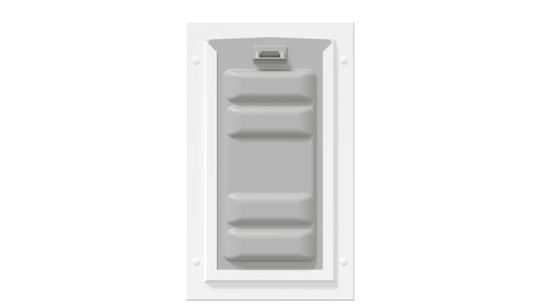 Locked front of white Endura Flap small single flap.