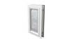 Closed white Endura Flap small single flap, angled.