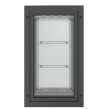 Front view of the black Endura Flap medium pet door.