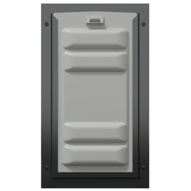 Locked front of the black Endura Flap medium dog door.