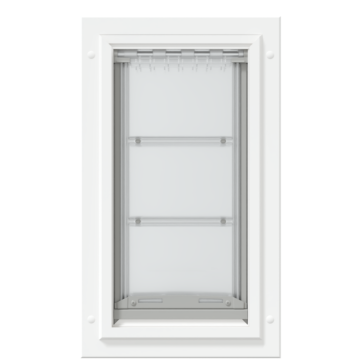 Front view of the white Endura Flap medium dog door.