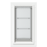 Front view of the white Endura Flap medium dog door.
