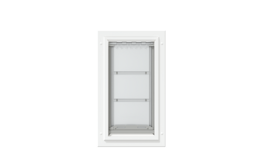 Front view of the white Endura Flap medium dog door.