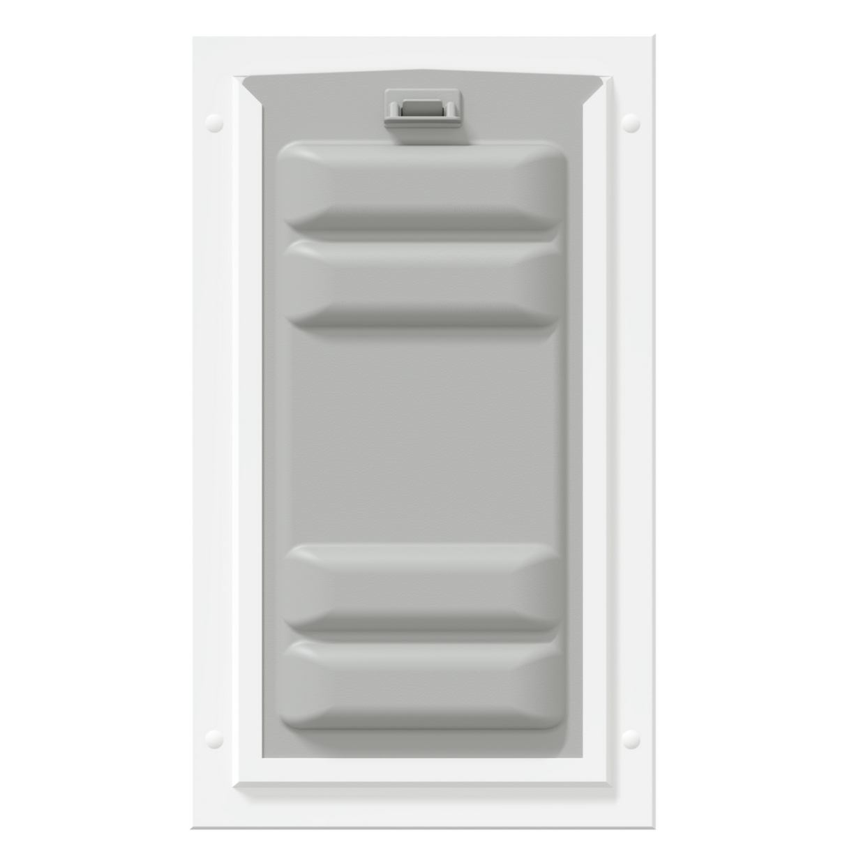 Locked front of the white Endura Flap medium dog door.