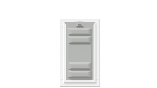 Locked front of the white Endura Flap medium dog door.