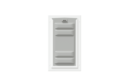 Locked front of white Endura Flap medium door.