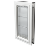Closed white Endura Flap medium pet door, angled.