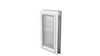 Closed white Endura Flap medium pet door, angled.