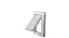 Open white Endura Flap medium door, angled view.