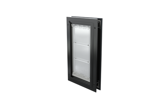 Closed black Endura Flap medium single flap, angled.