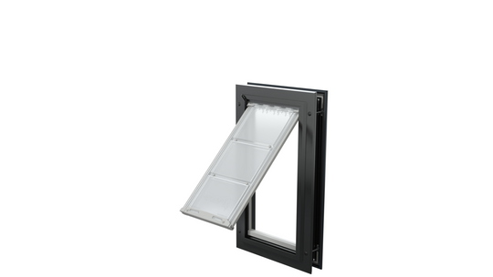 Open black Endura Flap medium single flap, angled.