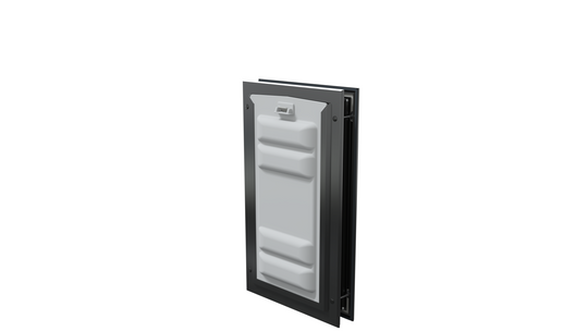 Locked black Endura Flap medium single flap, angled.