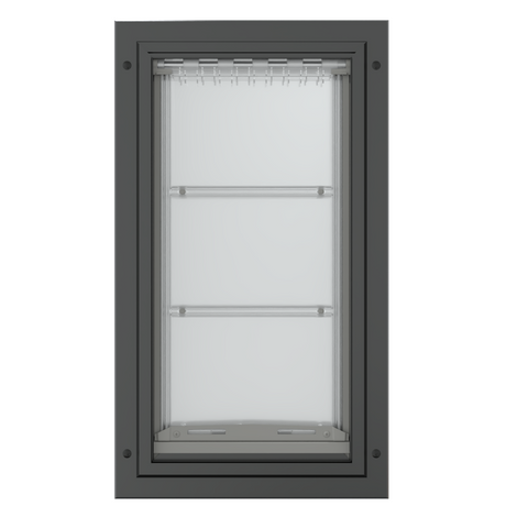 Front view of the black Endura Flap large durable door.