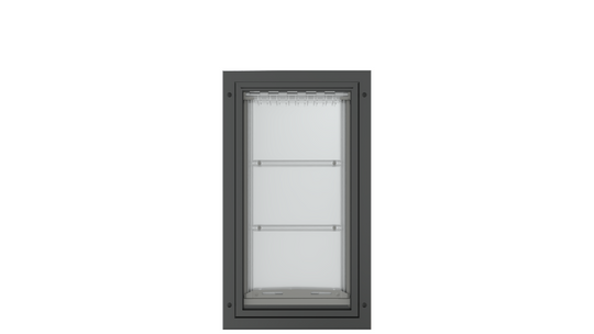 Front view of the black Endura Flap large durable door.