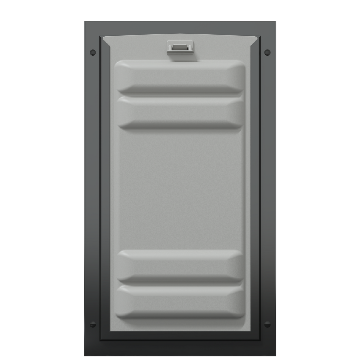 Locked front of the black Endura Flap large doggie door.