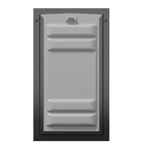 Locked front of the black Endura Flap large doggie door.