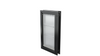 Closed black Endura Flap large pet door, angled.