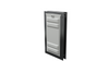 Locked black Endura Flap large pet door, angled secure.