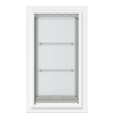 Front view of the white Endura Flap large durable door.