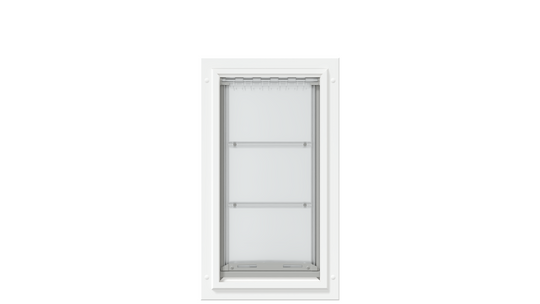 Front view of the white Endura Flap large durable door.