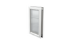 Closed white Endura Flap large pet door, angled.