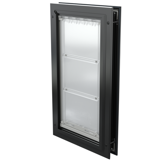Closed black Endura Flap large single flap, angled.