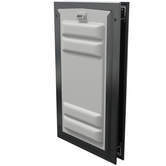 Locked black Endura Flap large single flap, angled.