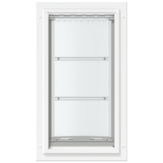 Front view of the white Endura Flap large durable door.