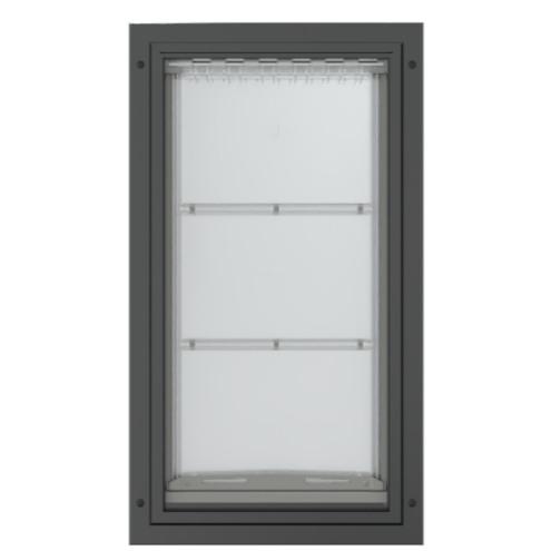Front view of the black Endura Flap extra large pet door.
