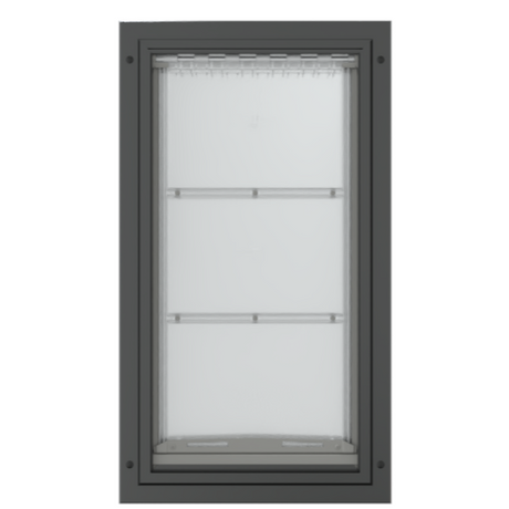 Front view of the black Endura Flap extra large pet door.