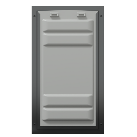 Locked front of the black Endura Flap extra large door.