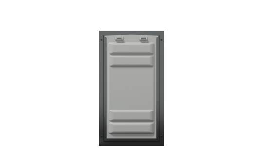 Locked front of the black Endura Flap extra large door.