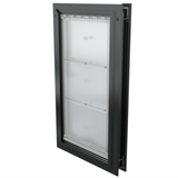 Closed black Endura Flap extra large dog door, angled.