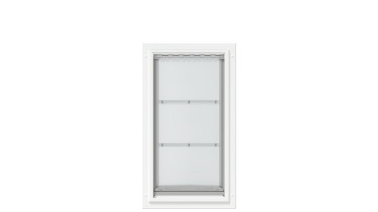 Front view of the white Endura Flap extra large door.