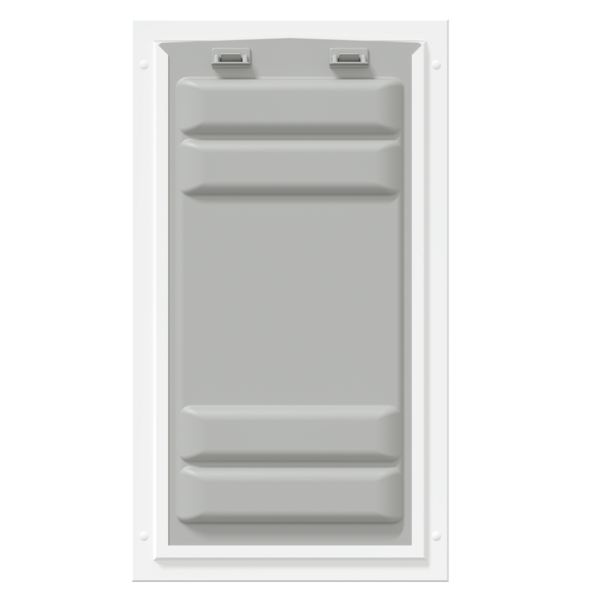 Locked front of the white Endura Flap extra large door.