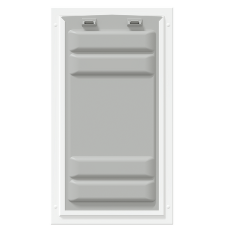 Locked front of the white Endura Flap extra large door.