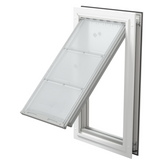 Open white Endura Flap extra large pet door, angled.