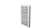 Locked white Endura Flap XL pet door, angled secure view.